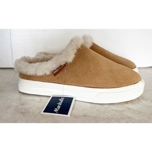 Minnetonka Tan Suede & Faux Fur Lined Slippers 6 NWT